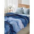 thumbnail image 5 of Marble Blue Flat Sheets Only Twin XL Size, Soft Breathable Bed Top Sheets for Mattress, Modern Gradient Gold Waves Nature Cracked Luxury Bedding Flat Sheets for Home Hotel Bedroom Bed Protection, 5 of 9