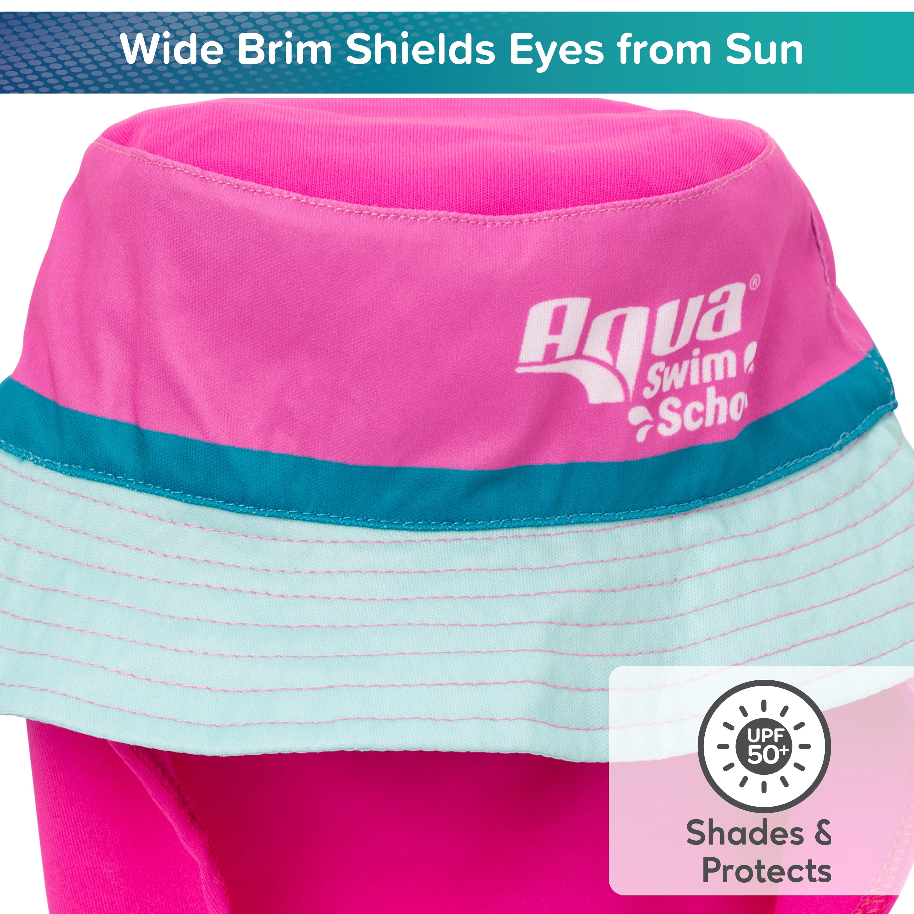 Aqua SwimSchool Sunshade Legionnaire Bucket Hat with Sun Shield for Infants, Pink