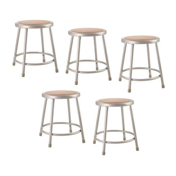 National Public Seating (5 Pack) NPS® 18" Heavy Duty Steel Stool, Grey