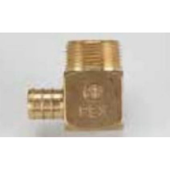 Elkhart Supply Fresh Water Fitting 51146 BestPEX; Adapter; 1/2 Inch PEX x 1/2 Inch Male Pipe Thread; 90 Degree Elbow; Brass; With Barcoded
