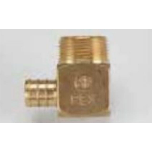 Elkhart Supply Fresh Water Fitting 51146 BestPEX; Adapter; 1/2 Inch PEX x 1/2 Inch Male Pipe Thread; 90 Degree Elbow; Brass; With Barcoded