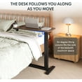 thumbnail image 4 of H7 Adjustable Overbed Bedside Table with Wheels Pneumatic Mobile Standing Desk Laptop Desk Rolling Computer Cart Movable Table Hospital Home Use(27.6" W x 15.7" D, Mahogany Table), 4 of 9