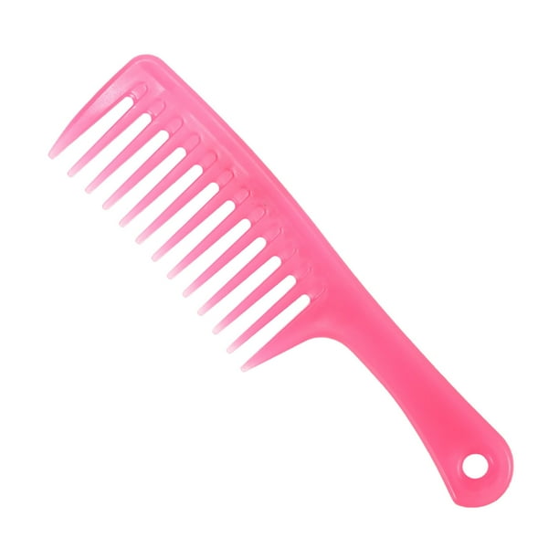 Peine ancho de dientes grandes con mango recto en colores vivos para rizos y peinar el cabello, cepillo de belleza.