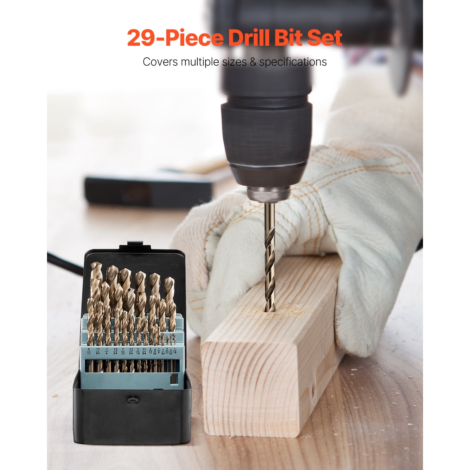 KFFKFF 29-Piece Cobalt Drill Bit Set, M35 High-Speed Steel with Storage Case, Suitable for Metal, Stainless Steel, Aluminum Alloy, Wood, and Plastic, Ideal for Professional Tasks and DIY Projects