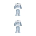 thumbnail image 1 of Guardurnaity Traje de primavera para niñas, ropa deportiva coreana, cierre de botones para niños, abrigos con cuello de muñeca, pantalones, Azul ciento treinta 2Conjunto, 1 of 1