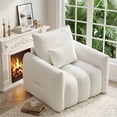 thumbnail image 6 of AISWORD Modern Teddy Boucle Accent Single Sofa Chair, Deep Seat Comfy Armchair with Pillow for Living Room Reading, Beige, 6 of 8
