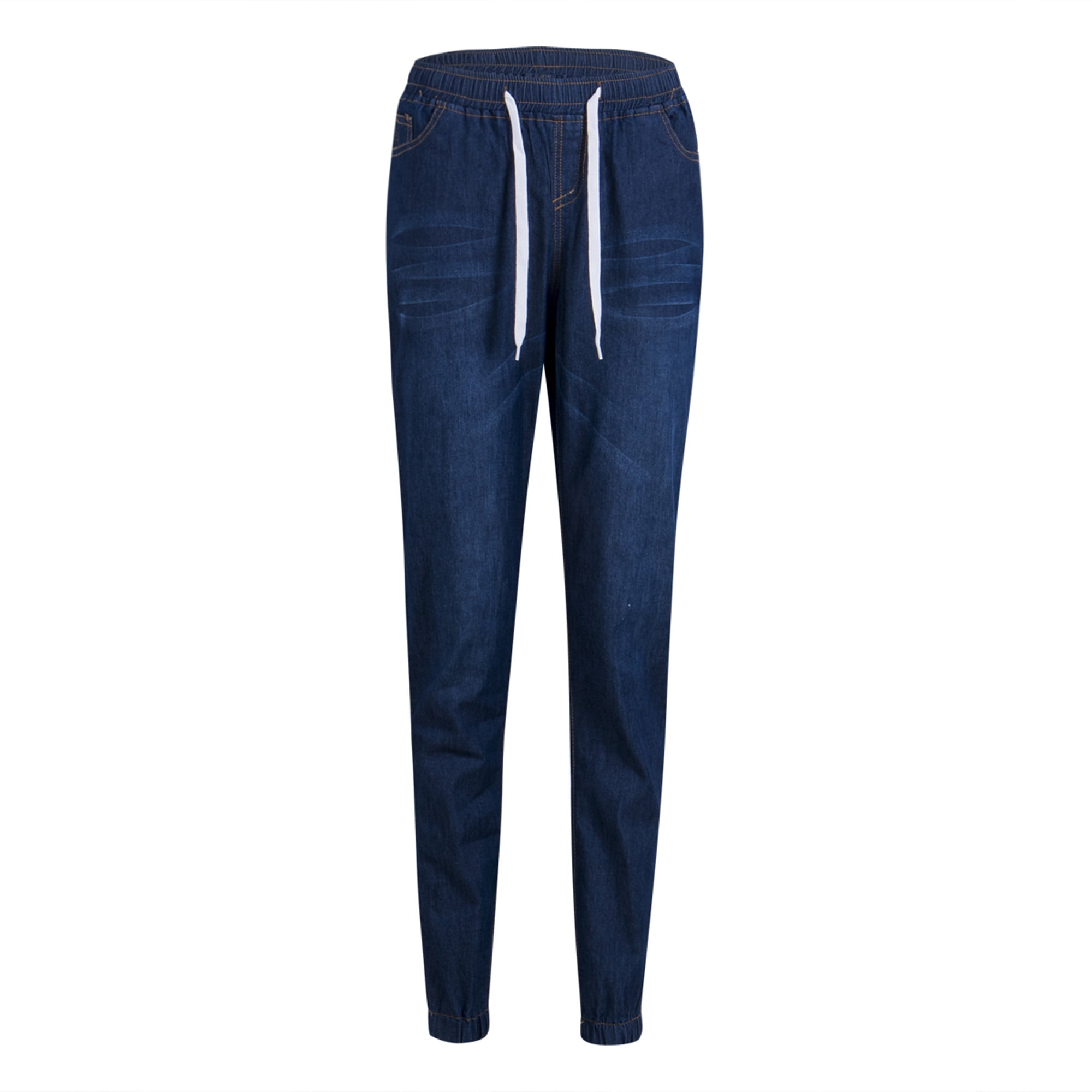 drawstring distressed jeans