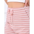 thumbnail image 5 of DARING DIVA Women's Drawstring Elastic Waist Cotton Pajama Pants XL Dusty Rose Stripe, 5 of 6