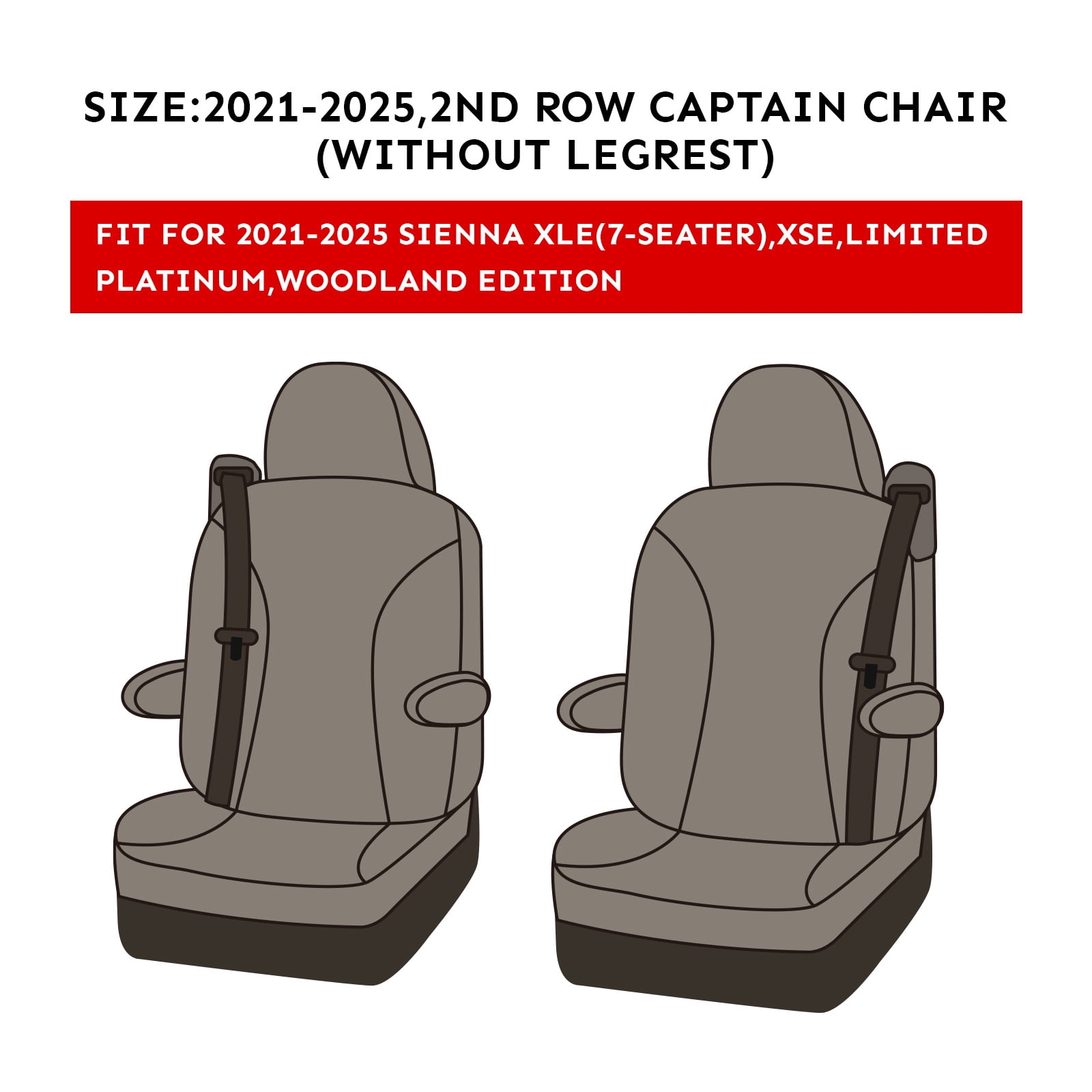 Coverdream Custom Fit Sienna(7 Seat) Car Seat Covers for 2021-2026 Toyota Sienna XLE,XSE,Limited,Platinum 2023-2026 Woodland Edition-Leather Seat Covers(Full Set,Beige)