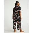 thumbnail image 4 of Joyspun Women's Knit Notch Collar Top and Capri Pants Pajama Set, 2-Piece, Sizes S to 3X, 4 of 6