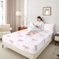thumbnail image 4 of Castle Fairy Pink Ribbon Bow-Tie Twin Sheet Sets,Dreamy Bowknot Bedding, 4 of 7
