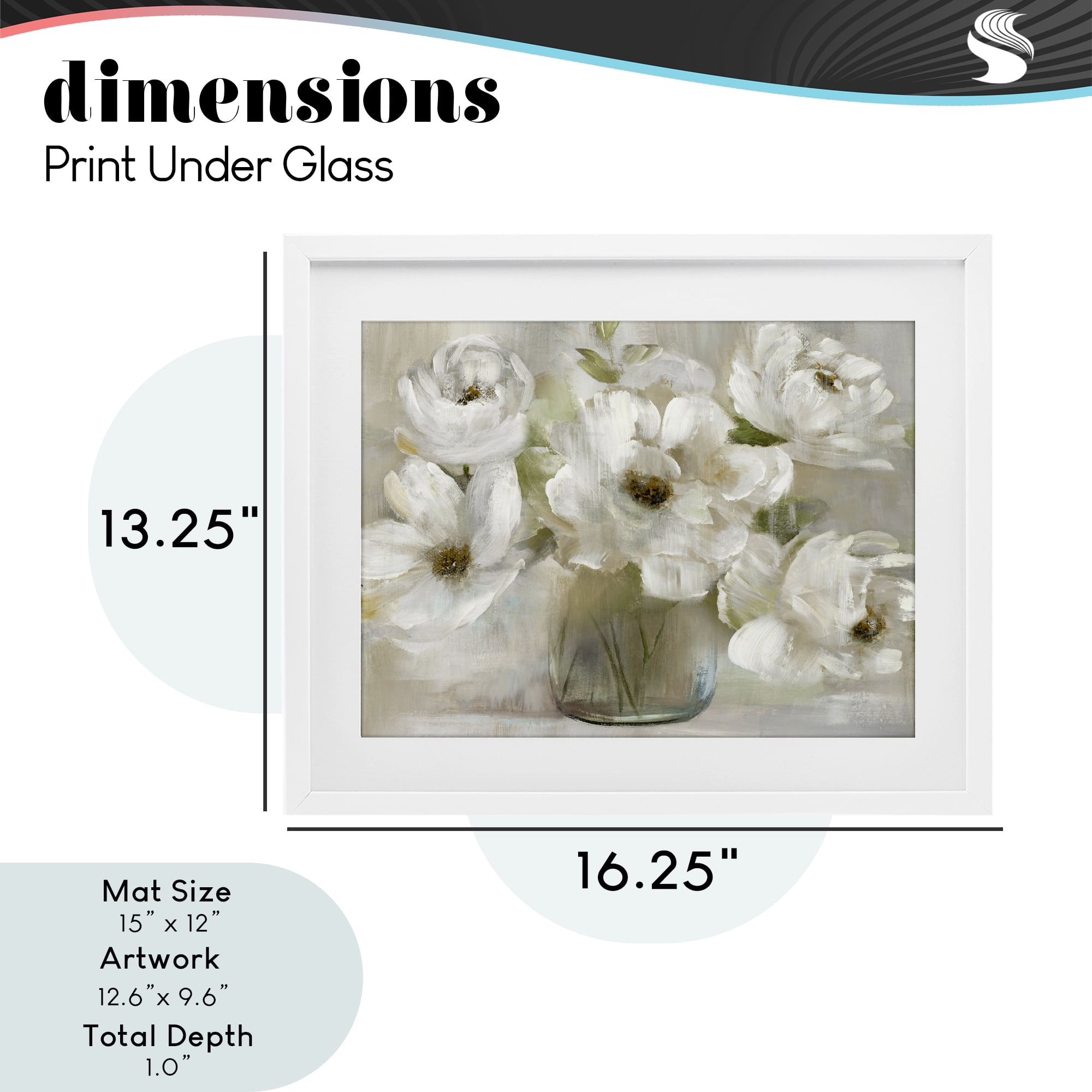 Stupell Industries Gentle White Petals in Vase White Framed Print Under Glass, design by Nan