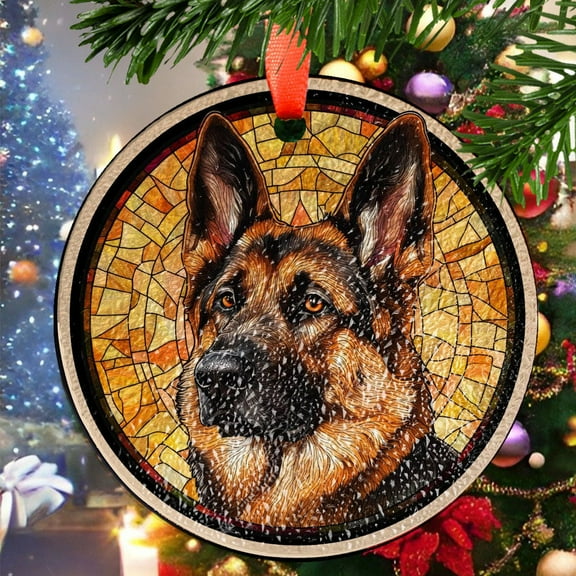 German Shepherd2 Christmas Ornament, Ceramic/Acrylic Ornament, Special Keepsake for Mother, Valentine Ornament Gift, Seasonal Festival Keepsake, Collectible 2025