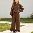 thumbnail image 4 of Ixbnca Kids Girls 2 Piece Sweatsuits Warm Crew Neck Sweatshirt Wide Leg Sweatpants Baggy Casual Tracksuits, 4 of 7