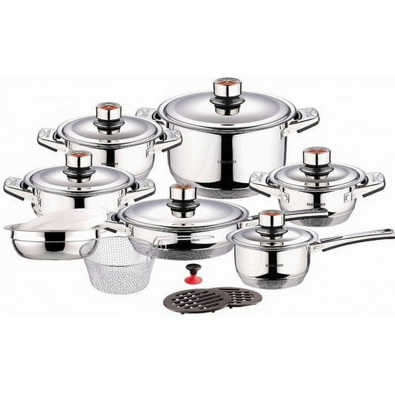 Concord Cookware Swiss Inox 18 Piece Stainless Steel Cookware Set
