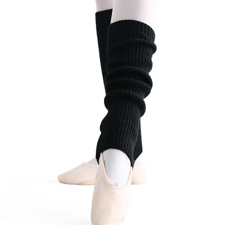 Women Girls Ballet Dance Stirrup Leg Warmers Ribbed Knit Latin Knee High  Socks 