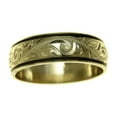 thumbnail image 2 of 14k solid yellow gold custom made Hawaiian plumeria flower scroll 6mm black enamel edge ring band size 14, 2 of 7