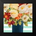 thumbnail image 2 of Loreth, Lanie 20x20 Black Modern Framed Museum Art Print Titled - Flowers on Stripes I, 2 of 5