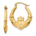 thumbnail image 1 of 14k Yellow Gold Claddagh Hoop Earrings Celtic, 1 of 8