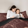 thumbnail image 4 of Castle Fairy Gothic Skull Twin Comforter Sets 2pcs,Abstract Gradient Leaves Bedding Set,Wine Rust,1 Comforter and 1 Pillowcase,Black Reversible, 4 of 6