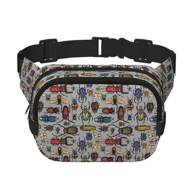 Disketp Bright Insects Riñonera de Doble Capa, Bolsa de Cintura Ajustable para Viajes, Correr y Senderismo, Riñonera Ligera para Hombre y Mujer