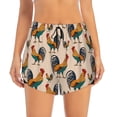 thumbnail image 2 of Picia Rooster Pattern Women's 2 in 1 Athletic Running Shorts High Waisted Workout Casual Gym Sweat Shorts with Comfy Liner Zipper Pockets-Small, 2 of 9