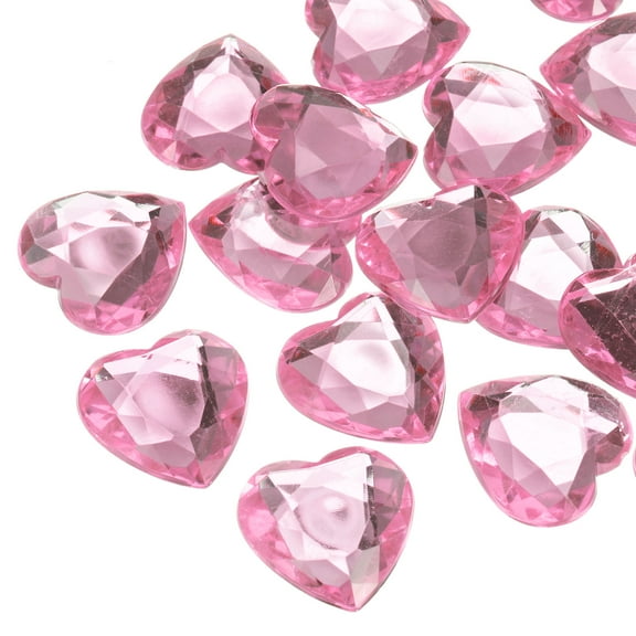 Uxcell 20Pcs Acrylic Flat Back Rhinestones 30mm/1.2 inch Heart Artificial Gemstone for Crafts Jewelry Making Light Pink