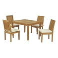 thumbnail image 1 of Modern Contemporary Urban Design Outdoor Patio Balcony Garden Furniture Side Dining Chair and Table Set, Wood, White Natural, 1 of 8