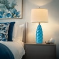 thumbnail image 6 of Oneach 23.75'' Modern Ceramic Table Lamps Set of 2, Rotary switch, Beside Nightstand Lamps for Bedroom, Water-Blue Vintage Lamps for Living Room, Office, Study, Decor, 6 of 9