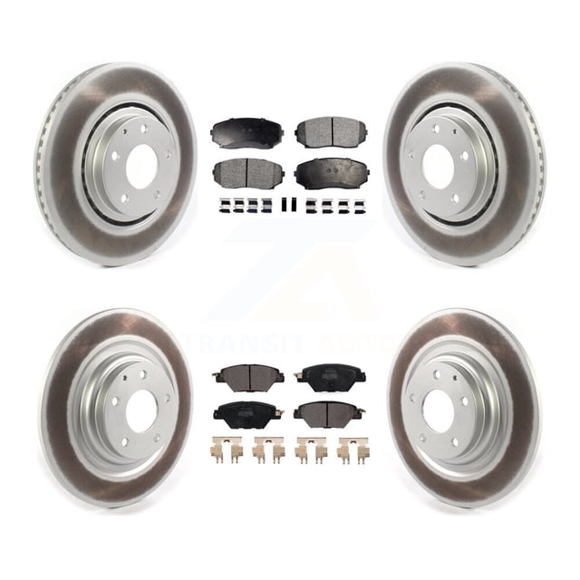 Transit Auto Front Rear Coated Disc Brake Rotors and Semi-Metallic Pads Kit for Car 2016-2023 Mazda CX-9 KGF-102024