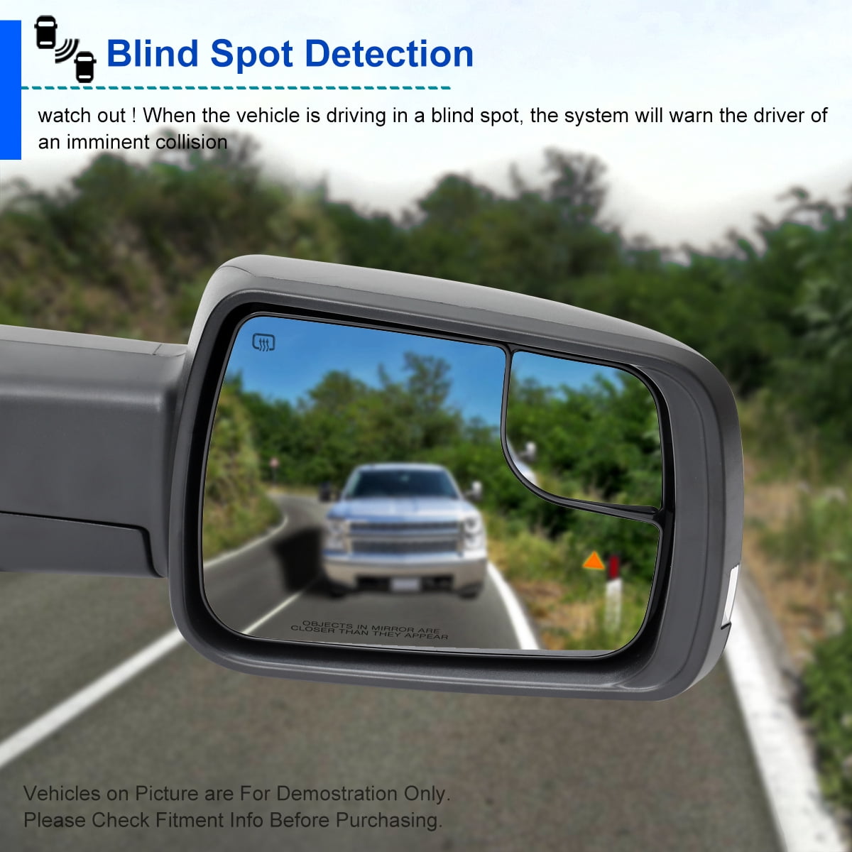 Spec-D Tuning Black Power Fold Heated + LED Signal + Blind Spot Monitor Right Passenger Side Mirror Compatible with 2019-2024 Ram 1500, Left + Right Pair