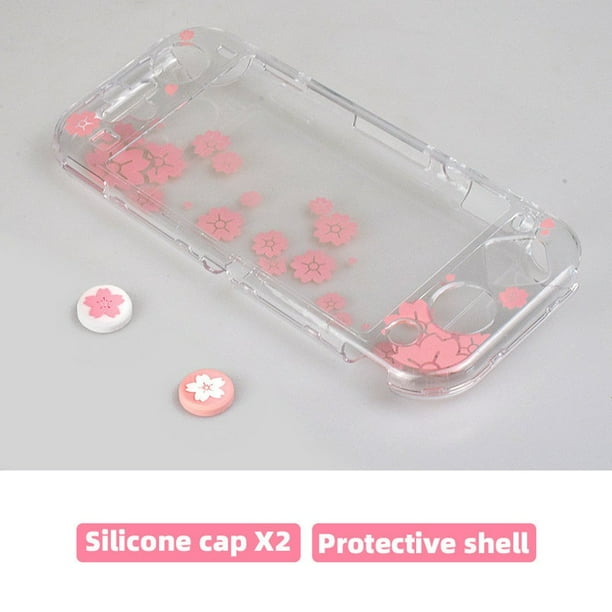 Nintendo Switch Lite Case With Thumb Grip Caps Clear Cute Cartoon Girls Hard Shell Protective Full Body Case Soft Silicone Joy Con Cover Switch