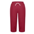 thumbnail image 5 of Womens Capri Pants 2026 Knee Length Cotton Linen Capris Summer Straight Leg Loose Beach Bermuda Shorts with Pockets My Items Cotton Linen Summer Pants, 5 of 5