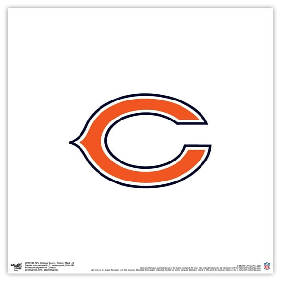 Gallery Pops NFL Chicago Bears - Primary Mark - C Wall Art, Unframed Version, 12" x 12"