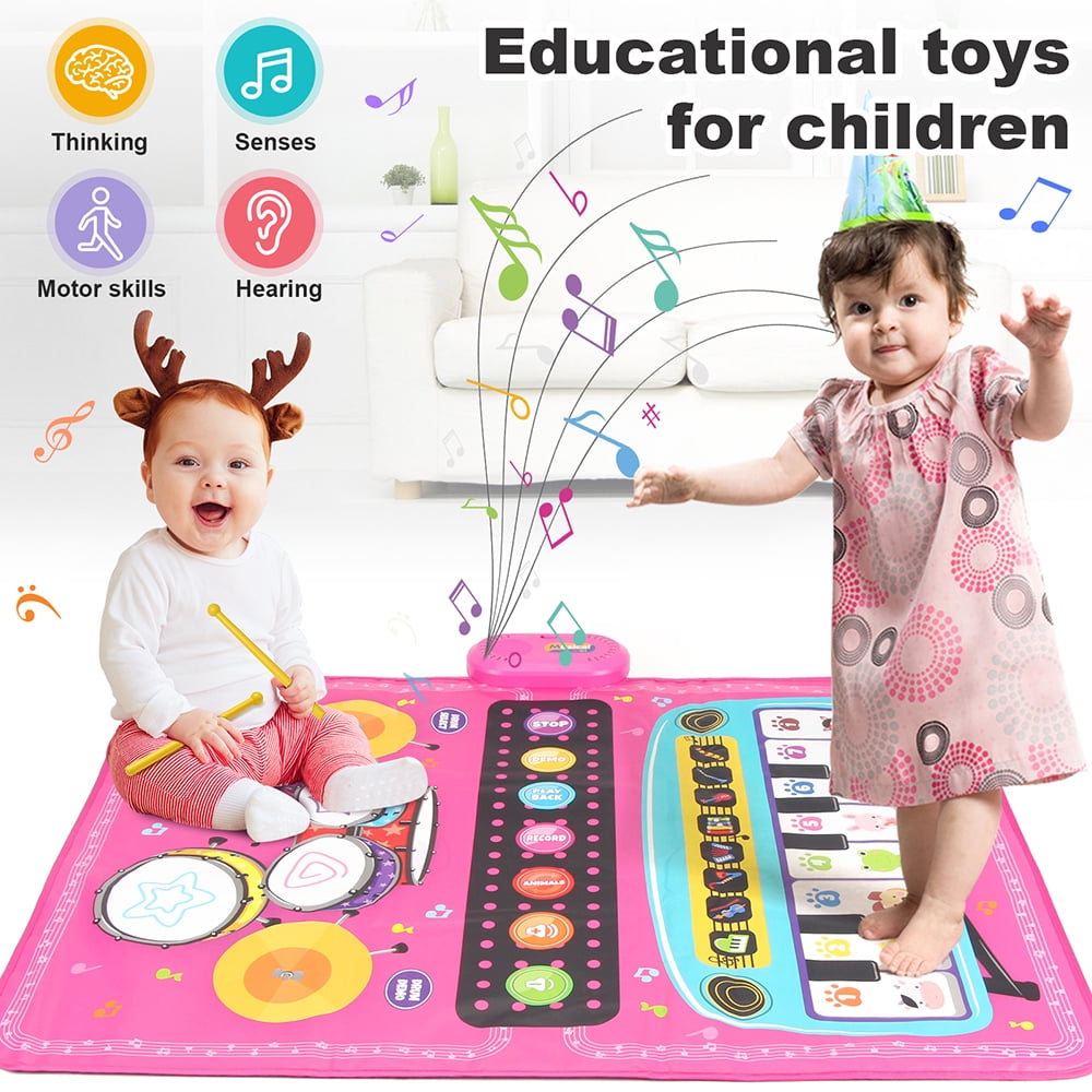 TIANLAIMEI Baby Piano Mat, 36" x 28" Drum Mat, Musical Playmat, Floor Keyboard Music Dance Touch Playmat Toy, Adjustable Volume/ Record/ Playback for Age 1-5 Years Old Toddler Boys Girls