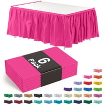 Exquisite 14 Ft. Hot Pink (Cerise) Plastic Table Skirt - 6 Count