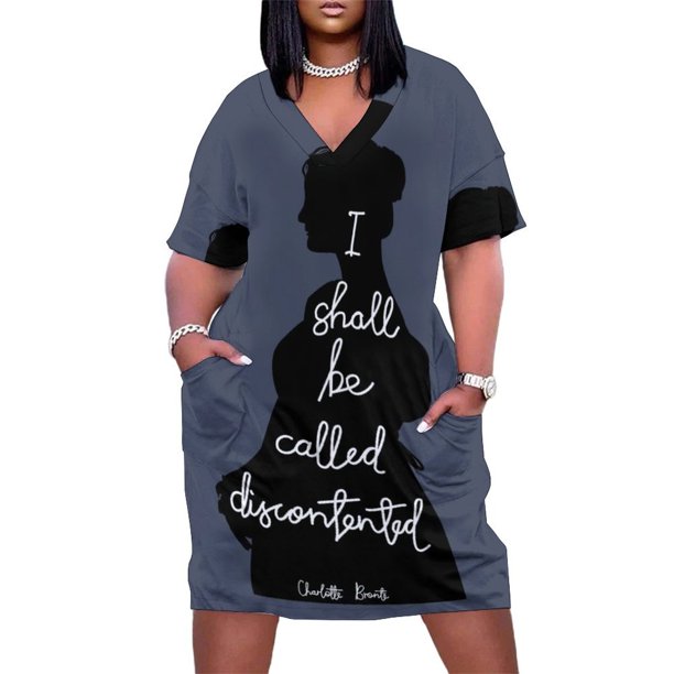 Discontentado - Jane Eyre Quote Vestido suelto con bolsillo Vestido de verano para mujer Vestidos de mujer verano