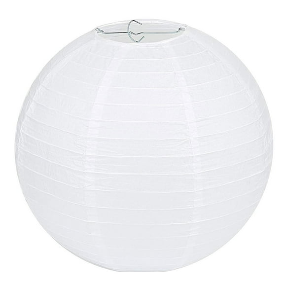 Bfogop White Round Paper Lanterns-12in Large Hanging Paper Lantern Lamp, Chinese Paper Lantern Pendant Light for Party Decoration, Wedding, Home Decor Ceiling Lampshade