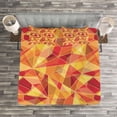 thumbnail image 3 of Ambesonne Geometric Quilted Bedspread Set 3 Pcs, Mosaic Digital Style, Queen Size, Orange Marigold Red, 3 of 3