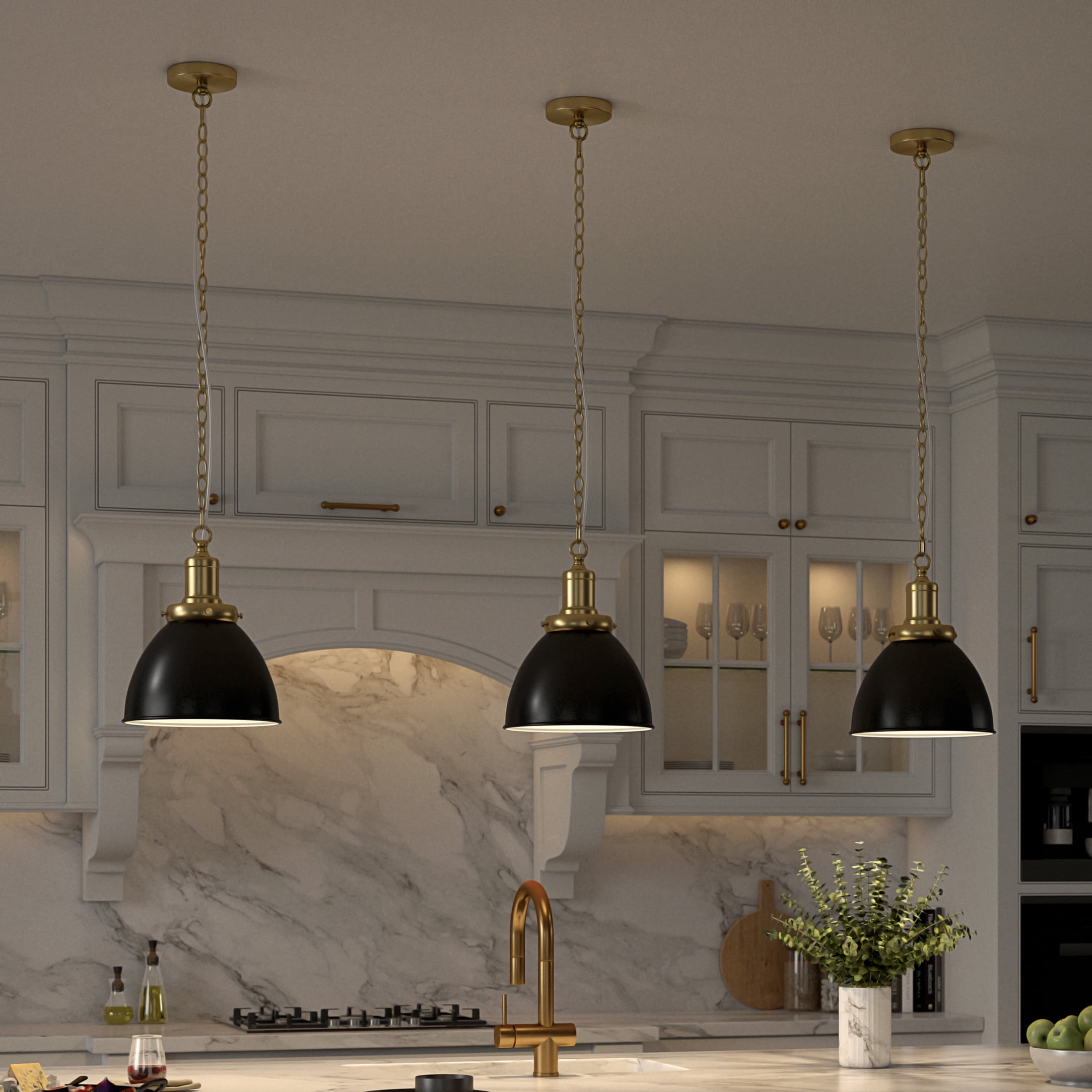 Evelyn&Zoe Industrial 12" Wide Blackened Bronze/Brass Pendant