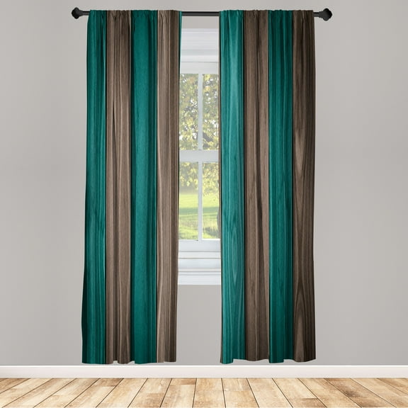 Ambesonne Rustic Curtains, Vertical Cottagecore Artwork, Pair of 28"x63", Cocoa Teal