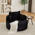 thumbnail image 3 of Leumius Oversized Round Chair Lounge Chaise Indoor,50" Upholstered Corduroy Deep Seat Single Cloud Sofa Chair, Fluffy Modern Large Circle Boneless Sleeper Sofa for Living Room, Bedroom,Black, 3 of 17