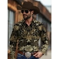 thumbnail image 5 of Western Cowboy Shirts for Men Camouflage Long Sleeve Button Down Cotton Work Shirt Casual Jacket Tops with Pockets Gray L, 5 of 5