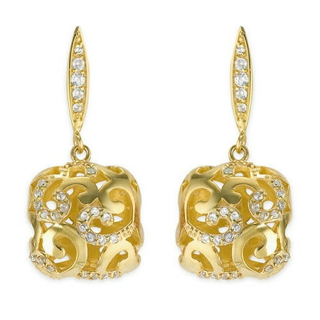 CZ Collections Square Drop Vermeil Plated Earrings