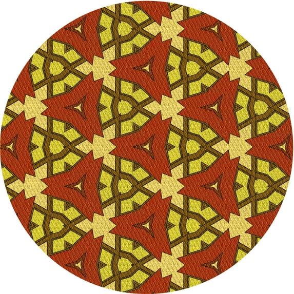 Ahgly Company Indoor Round Patterned Bee Yellow Area Rugs, 6' Round