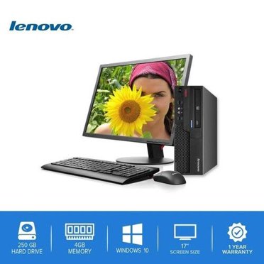 Lenovo-ThinkCentre Desktop Computer PC – Intel Core 2 Duo - 4GB Memory – 250GB Hard Drive - Windows 10 with a 17" LCD - Used