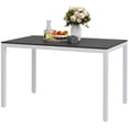 thumbnail image 1 of Black Outdoor Dining Table for 4-6 | Rust-Resistant Aluminum Frame & Easy-Clean Slatted PS Top - Patio Garden Table, 47.2" x 27.6", 1 of 7