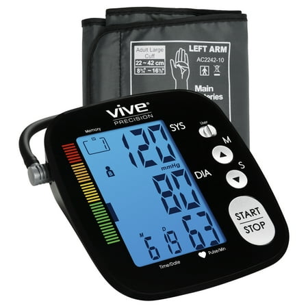 Vive Precision Blood Pressure Machine - Heart Rate Monitor - Automatic BPM Upper Arm Cuff 