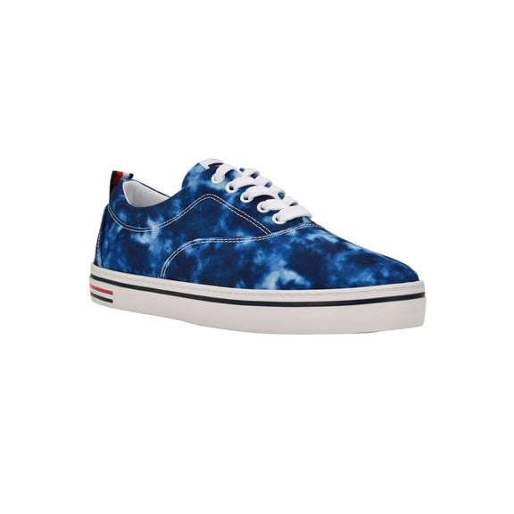 TOMMY HILFIGER Mens Blue Tie Dye Cushioned Comfort Remmo Round Toe Platform Lace-Up Sneakers Shoes 10.5 M