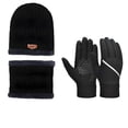thumbnail image 1 of HLONK Ensemble de 3 Bonnets Imperméables Gants à Écran Tactile Chauffe-Nuque 3 Pcs Noir, 1 of 7